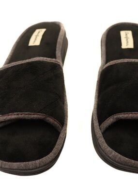 Dearfoams Mens Cooper Quilted Terry Strap Adjustable Slippers SZ L 11-12